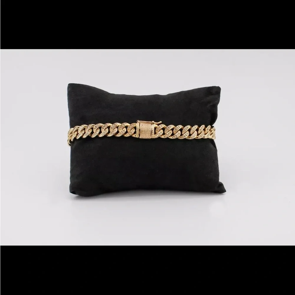 10K solid yellow gold and Diamond Miami Cuban Link Bracelet